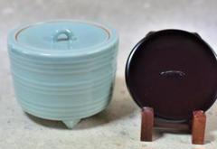 京焼青磁竹節水指　桃峰作【極上品】お茶道具/共箱 京焼青磁竹節水指 桃峰作【極上品】お茶道具/共箱