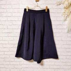 【美品】ガウチョパンツ ボトム ワイド ネイビー レディース Mサイズ