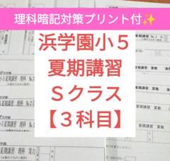 浜学園小５ 夏期講習 Ｓクラス ３科目 理科暗記プリント200問付✨