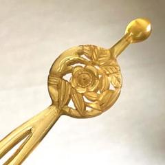 鼈甲 簪 螺鈿蒔絵 吉祥文様 (菊・水仙・竹・牡丹) 波型 かんざし