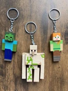 マイクラ　フィギュアキーチェーン　アイアンゴーレム　アレックス　ゾンビ