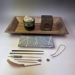 煎茶道具　唐木製　煎茶盆　香盆　火道具　七つ道具　香箸　銀葉挟など　VR6608 煎茶道具 唐木製 煎茶盆 香盆 火道具 七つ道具 香箸 銀葉挟など