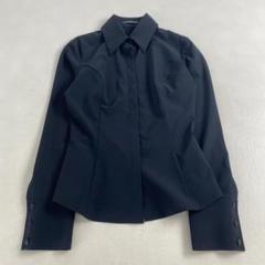 フォクシーニューヨーク　ブラウス　長袖　比翼仕立て　ロゴ刺しゅう　ストレッチ