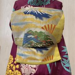 【送料無料/即納】 SOPA様専用☆春のモダンワンピース風の正絹着物とひょうたんの名古屋帯のセット - 和服