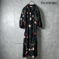 INGEBORG 花柄 ピンタック 前開き 半袖 ワンピース N786 INGEBORG 花柄 ピンタック 前開き 半袖 ワンピース N786 - メルカリ