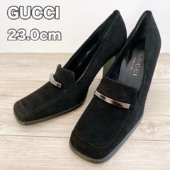 美品】 グッチ スウェード ヒールローファー チャンキーヒール