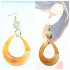 004 ☆オレンジ フープ型ピアス アクリル☆