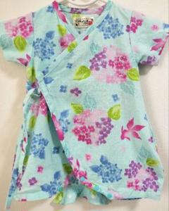 60〜70cm ベビー服 花柄 シミあり 浴衣 ロンパース 夏 イベント 甚平