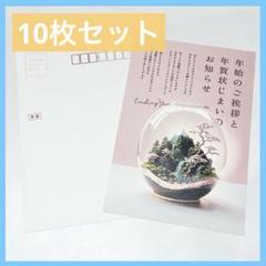 年賀状 10枚入り 印刷済み 謹賀新年 デザイナーズ 年賀状じまい ピンク