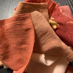 古布紅花染め　はぎれ　木綿古布
