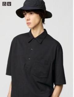 エアリズムコットンポロシャツ　L ブラック　新品未使用品　ユニクロU 黒 UNIQLO U エアリズムコットンポロシャツ L ブラック 未使用品 黒