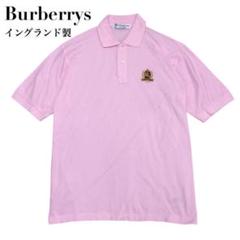 【美品】Burberrys バーバリー ポロシャツ 刺繍ロゴ ピンク 半袖 L