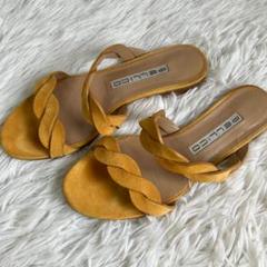 美品◎ペリーコ ツイスト ウッド スウェード サンダル 36 1/2