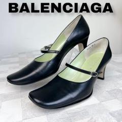 美品 バレンシアガ スクエアトゥ ストラップ パンプスバレーシューズ 24.0 美品 バレンシアガ スクエアトゥ ストラップ パンプスバレー
