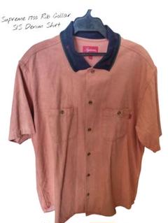 Supreme Rib Collar SIS Denim Shirt L ピンク