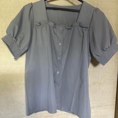 グレー スクエアネック 半袖シャツ