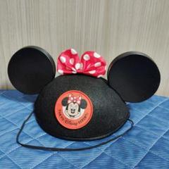 ディズニー　ミニーファンキャップ　黒水玉　白リボン Disney - ディズニー ミニーちゃん 黒水玉リボン ファンキャップ