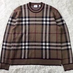 美品/現行✨BURBERRY ニット　セーター　メガチェック　ブラウン　L