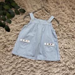 B75❃ファミリア❃ブラウス/チュニック/ストライプ/シアサッカー/刺繍/女の子