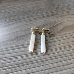 ホワイトマーブル スティック バー ピアス おしゃれ 新品未使用
