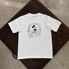 7SM2【ミッキーマウス】Disney プリントTシャツ　白　L 古着used