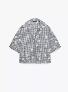 ZARA】刺繍入りギンガムチェック柄トップス 3564/052/044 (ZARA