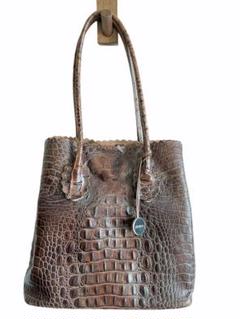FURLA フルラ レザークロコ型押し ハンドバッグ ブラウン トート