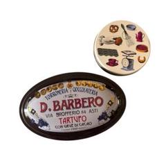 D. BARBERO オーバル型金属菓子缶とキッチングッズ柄の空き缶のセット