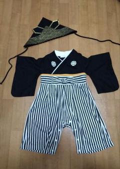【値下げ!】美品!袴ロンパース80サイズ男の子 兜付き