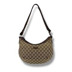 人気♡GUCCI グッチ ロゴ GGキャンバス ハーフムーン ショルダーバッグ 美品 グッチ ショルダーバッグ GGキャンバス ハーフムーン
