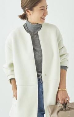 Plage プラージュ　ノーカラーリバーコート　ロング　スポンジ　ベージュ Plage プラージュ ノーカラーリバーコート ロング スポンジ ベージュ