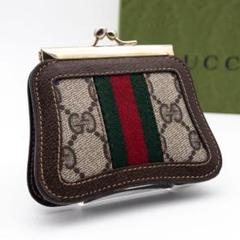 【極美品】GUCCI がま口コインケース オールドグッチ 茶色 小銭入れ