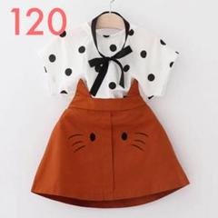 新品 ♡ 可愛い 水玉とネコのセットアップ 120
