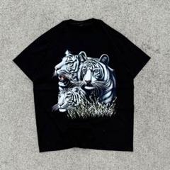 90s White Tiger animal 虎　プリント　tシャツ 企業