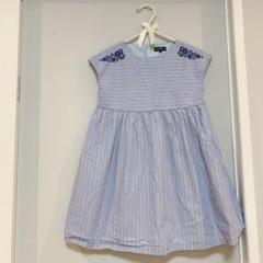 green label relaxingキッズワンピース125ストライプ 刺繍