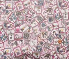 リバティ　スヌーピー　スタンプコレクション　 生地 ラミネート 桃 52×31