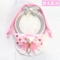 モンぬい ぬい用 哺乳瓶 ドッド柄 リボン スタイ よだれかけ ピンク モンぬい