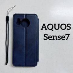 AQUOS Sense7 ケース 手帳型 カード収納 レトロネイビー