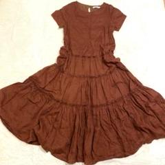セルバセクレタ ティアードワンピース リネン100% レンガ色 日本製