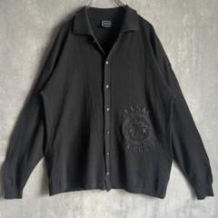 Versace Jeans　ウールニット　カーディガン　刺繍ロゴ　刻印ボタン　M