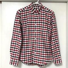 GU ボタンダウンシャツ　 ギンガムチェック　レッド×ブラウン　 メンズ S