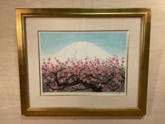 中島千波　「梅花富士」　木版画　直筆サイン・落款・エディション・作品証明シール有 中島千波 「梅花富士」 木版画 直筆サイン・落款・エディション