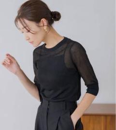 リグリーム 五分袖ヘンリーシアーニット ネイビー Mサイズ 五分袖ヘンリーシアーニット｜HALF SLEEVE HENLEY SHEER KNITの