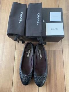 【良品】CHANEL カンボンライン バレエシューズ　バレリーナ レザー 36 キルティング調デザインでお洒落☆】CHANEL バレリーナ (CHANEL