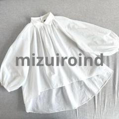 美品 mizuiroind シルク混 ギャザー ボリュームスリーブ