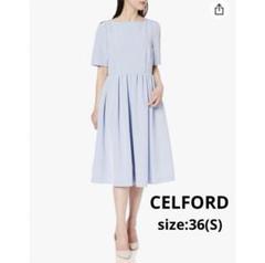 CELFORD フィット&フレアグログランワンピース　オレンジ　36 S セルフォード CELFORD フィット&フレアグログランワンピース