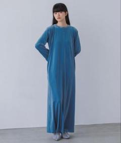 yuw ベロア２Ｐ／ワンピース　ブルー yuw ベロア2P／ワンピースブルー