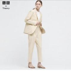 【美品】Theory ベージュ パンツスーツ上下 ベージュ 【パンツスーツ上下セット】ジャケット・パンツセット