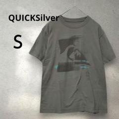 QUIKSILVER ロゴ Tシャツ 半袖 カーキグレーS アウトドアキャンプ