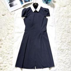 【NEW限定品】 極美品*フォクシー ワンピース Aライン ひざ丈 白襟 2way ワンピース